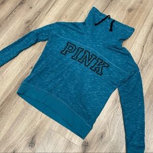 Victoria's Secret PINK Women’s Size XSMALL Cowl Neck Pullover Sweatshirt Teal